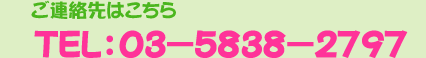 ご連絡先はこちら TEL:03-5838-2797