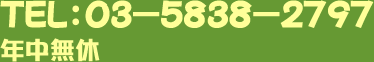 TEL:03-58382797 年中無休